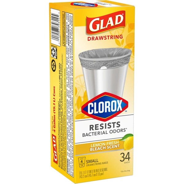 Glad 4 gal Lemon Scent Kitchen Trash Drawstring Bags, 204PK - GL8881