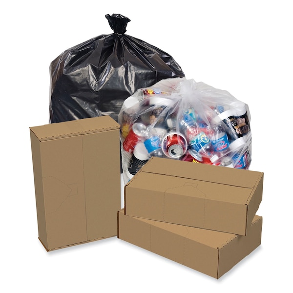 Pitt Plastics 40 gal Trash Can Liners, Standard-Duty, 1.7 mil, Black, 100 PK - PCRL404620K