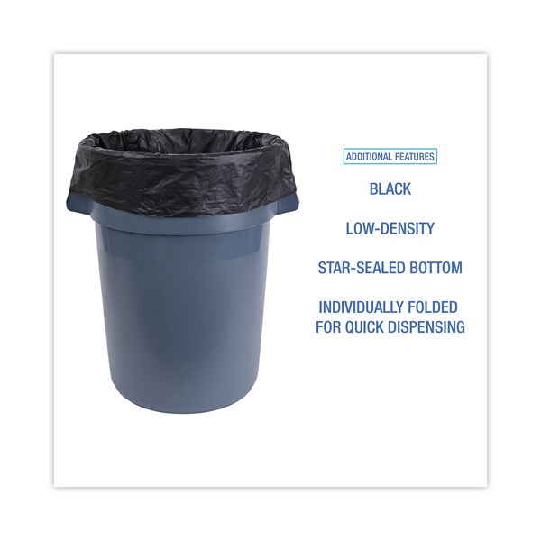 Boardwalk 30 gal Trash Bags, 30 in x 36 in, 0.65 mil, Black, 200 PK - H6036HBK