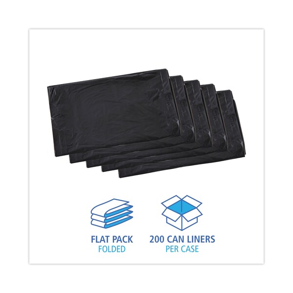 Boardwalk 30 gal Trash Bags, 30 in x 36 in, 0.65 mil, Black, 200 PK - H6036HBK