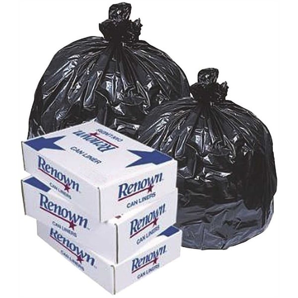 Renown 60 Gal. Black 1. 5 mil 38 in. x 58 in. Can Liner, 100PK - REN26021-CA
