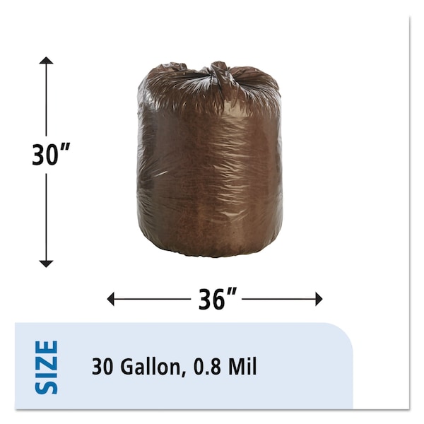 Stout 30 gal Trash Bags, 30 in x 36 in, Heavy-Duty, 0.8 mil, Brown - G3036B80
