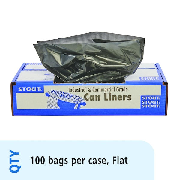Stout By Envision 56 gal Trash Bags, Brown/Black, 100 PK - T4349B15
