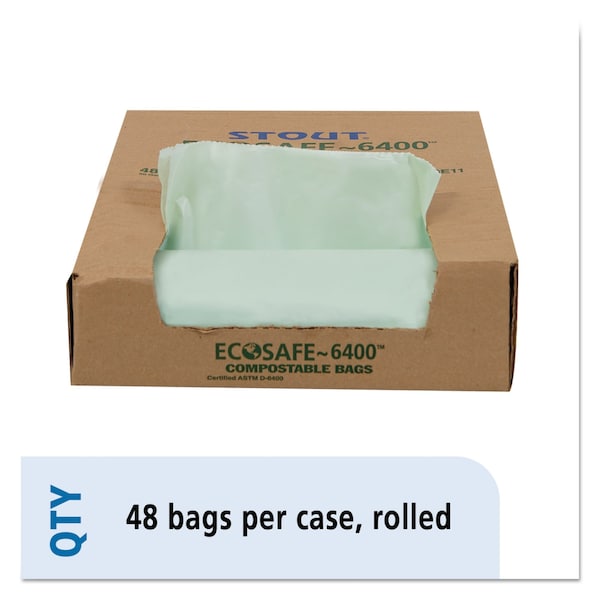 Stout 30 gal Trash Bags, 30 in x 39 in, 1.1 mil, Green - E3039E11