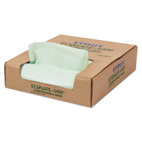 Stout 30 gal Trash Bags, 30 in x 39 in, 1.1 mil, Green - E3039E11