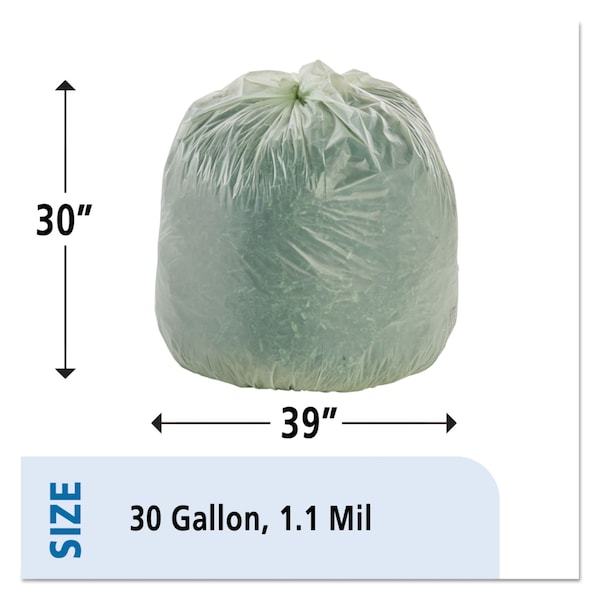 Stout 30 gal Trash Bags, 30 in x 39 in, 1.1 mil, Green - E3039E11