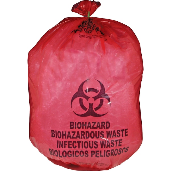 Medegen Biohazard Trash Bags, 25 gal, 1.10 mil (28 Micron), Red - MDRB142755
