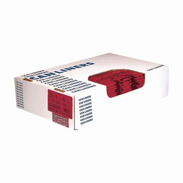 Heritage Healthcare Biohazard Printed Low-Density Can Liners, 44gal, 3.2mil, 37inx50in, Red, Flat Pack, 75PK - A7450ZR