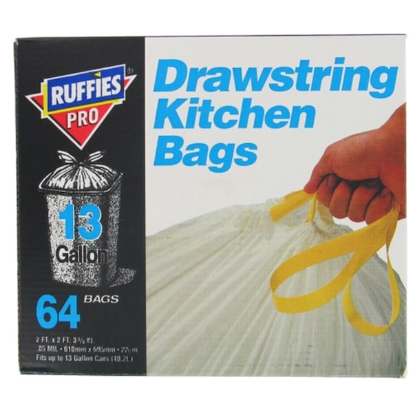Berry Plastics 13 Gallon Drawstring Kitchen Bags, 64PK - 618653