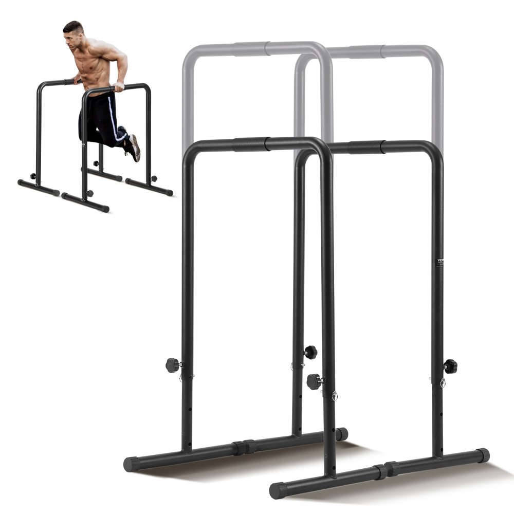 VEVOR Dip Bars, 440 lbs Capacity, Heave Duty Dip Stand Station with Adjustable Height, Fitness Workout Dip Bar Station Stabilizer Parallette Push Up Stand, Parallel Bars for Strength Training Home Gym - YJPXSG45YCDLNQ924V0