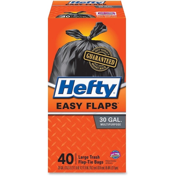 Hefty 30 gal Trash Bags, L, 0.85 mil (22 Micron), Black, 6 PK - RFPE27744CT