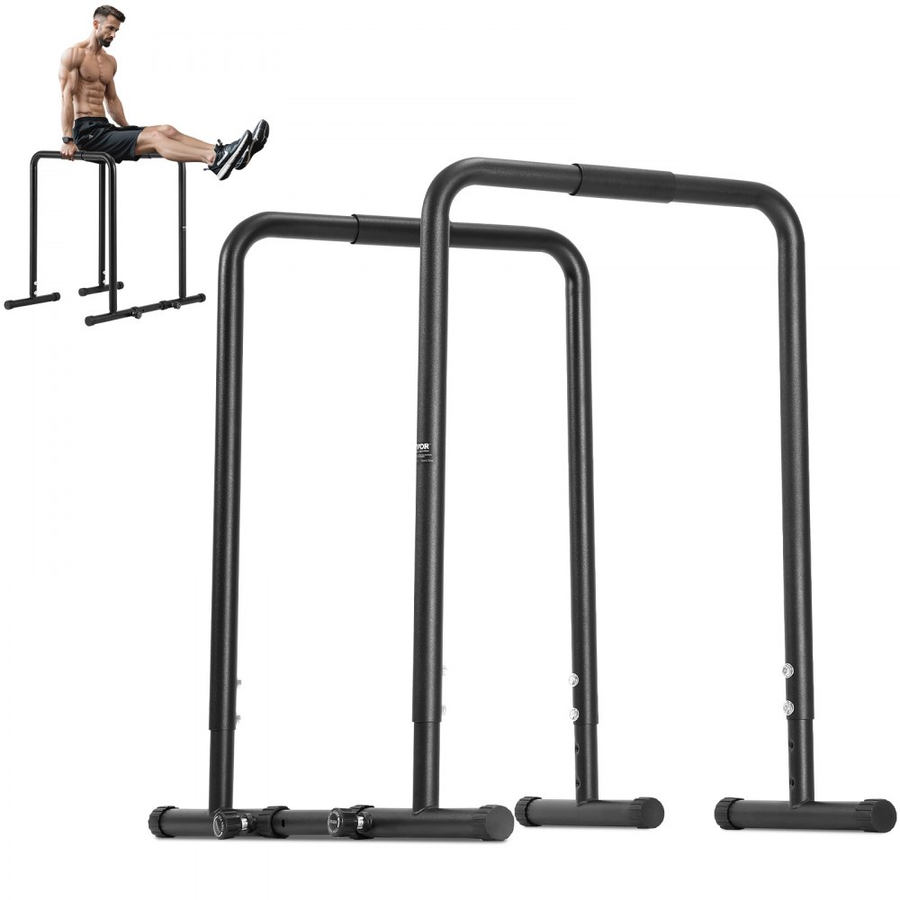 VEVOR Dip Bar, 440 lbs Capacity, Heave Duty Dip Stand Station with Adjustable Height, Fitness Workout Dip Bar Station Stabilizer Parallette Push Up Stand, Parallel Bars for Strength Training Home Gym - YJPXSG35YCDBJBGXUV0