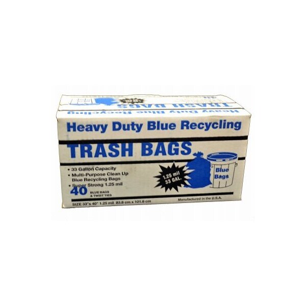 Primrose Plastics/Com 40CT 33GAL BLU Recy Bag - 33401