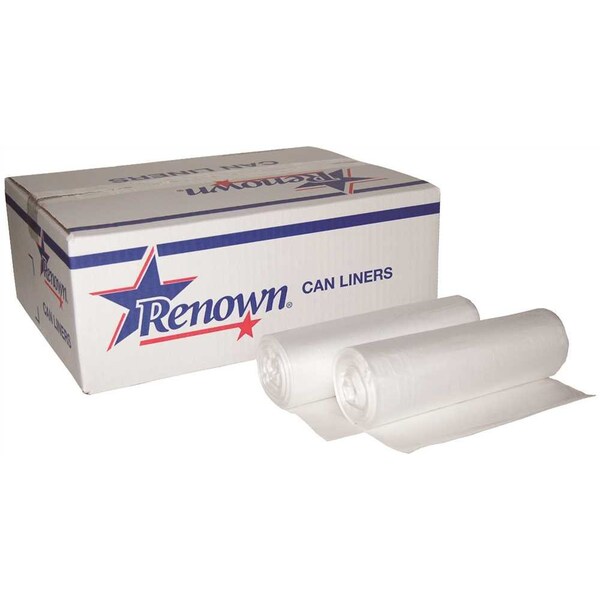Renown 33 Gal. Natural 0.95 mil 33 in. x 39 in. Can Liner Trash Bags, 200PK - REN23322-CA