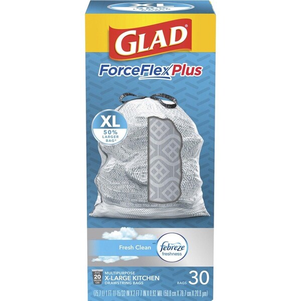 Glad 20 gal Trash Bags, L, White, 6 PK - CLO78913CT
