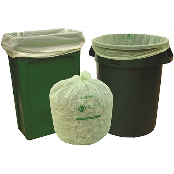 Natur-Bag 30 gal. Compostable Trash Bags, 30 in. x 39 in., 0.8 MIL, Green, 200PK - NT1025-X-00018