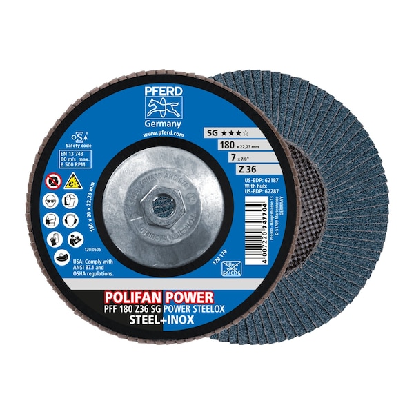 Disco de láminas POLIFAN® - Z SG POWER STEELOX, óxido de circonio, grano 36, plano - 62287