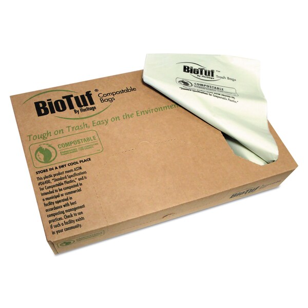 Heritage 45 gal Trash Bags, 40 in x 46 in, Premium, 0.9 mil, Green, 100 PK - Y8046TE R01
