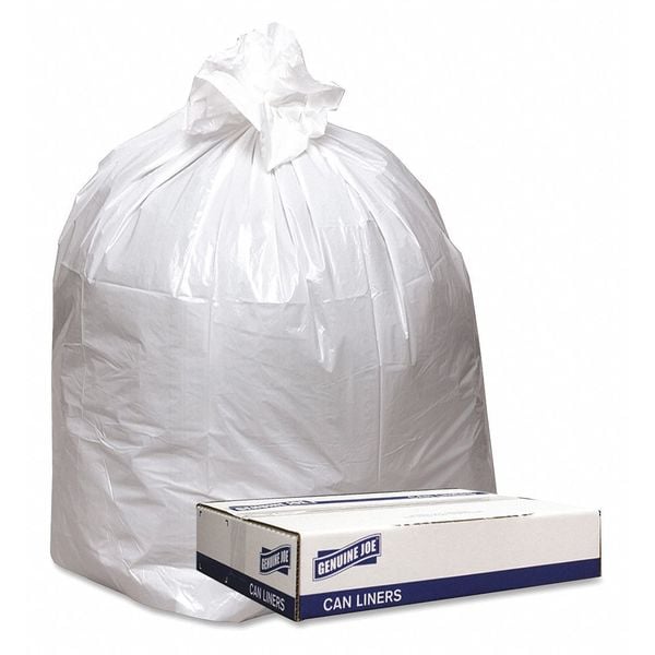 Genuine Joe 56 gal Trash Bags, 0.90 mil (23 Micron), White, 100 PK - GJO4347W