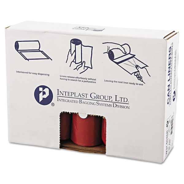 Inteplast Group 45 gal Trash Bags, 40 in x 46 in, Super Extra Heavy-Duty, 1.3 mil, Red, 100 PK - WSL4046R