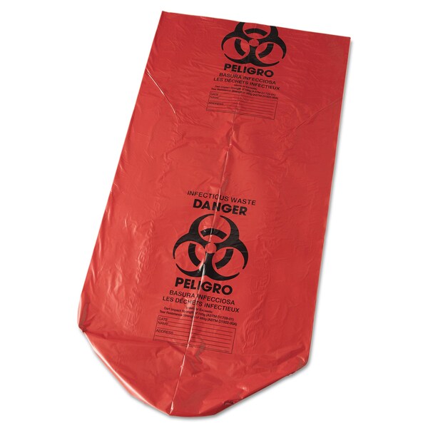 Inteplast Group 45 gal Trash Bags, 40 in x 46 in, Super Extra Heavy-Duty, 1.3 mil, Red, 100 PK - WSL4046R