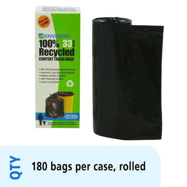 Stout By Envision 33 gal Trash Bags, Brown/Black, 180 PK - T3340K13R