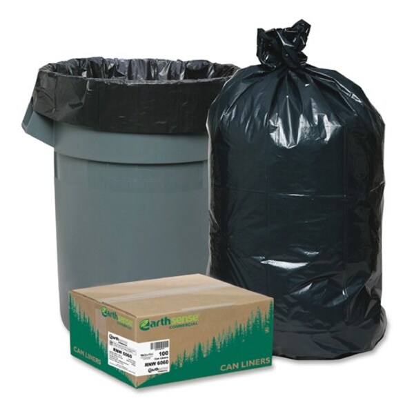 Webster 60 gal Trash Bags, XL, 1.65 mil (42 Micron), Black, 100 PK - WBIRNW6060