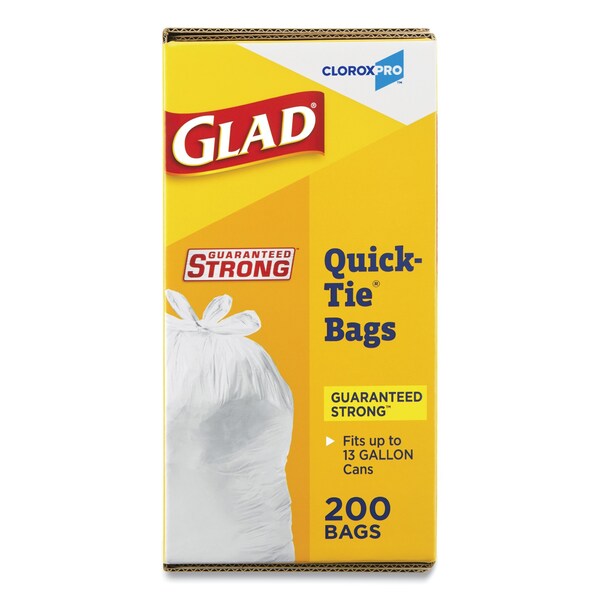 Glad 13 gal Trash Bags, 23.75 in x 28 in, Heavy-Duty, 0.66 mil, White, 200 PK - 15931