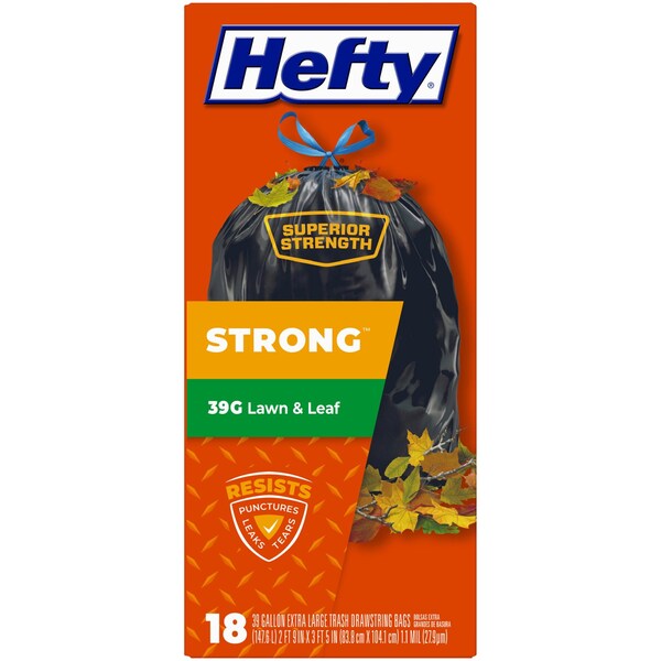 Hefty Hefty Extra Strong 39 gal No Scent Scent Lawn and Leaf Bags Drawstring 18 pk 1.1 mil - E8-6720