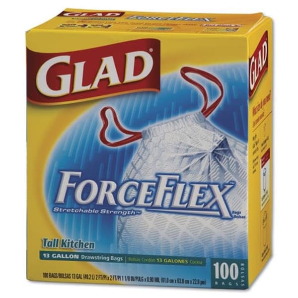 Clorox Clorox Professional CLO 70427 Glad Forceflex Drum Kitchen Bg 13Gl .95Mil white 100 - CLO 70427