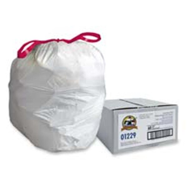 Genuine Joe Drawstring Trash Can Liners- 16 Gal.- 24in.x25-.13in.- White, 60PK - GE463111