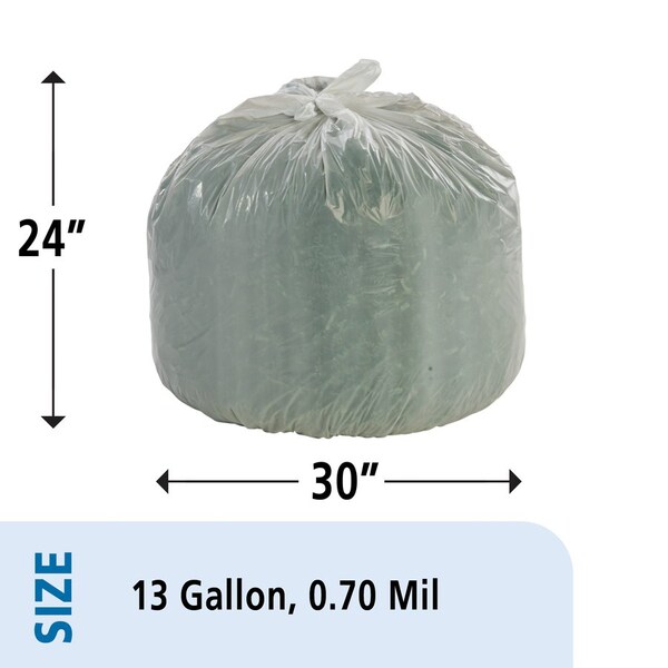 Stout 13 gal Trash Bags, 0.70 mil (18 Micron), White - STOG2430W70