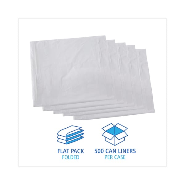 Boardwalk 10 gal Trash Bags, 24 in x 23 in, 0.5 mil, White, 500 PK - BWKW2423X