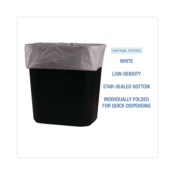 Boardwalk 10 gal Trash Bags, 24 in x 23 in, 0.5 mil, White, 500 PK - BWKW2423X