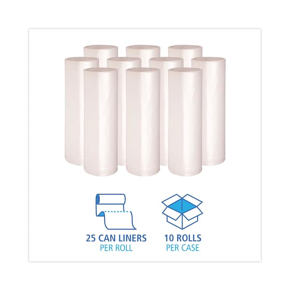 Boardwalk 45 gal Trash Bags, 40 in x 48 in, 13 microns, Natural, 250 PK - BWKRH4048H