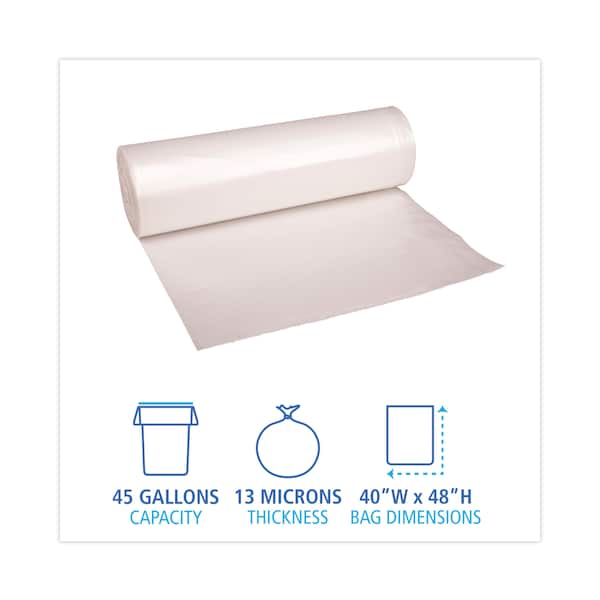 Boardwalk 45 gal Trash Bags, 40 in x 48 in, 13 microns, Natural, 250 PK - BWKRH4048H