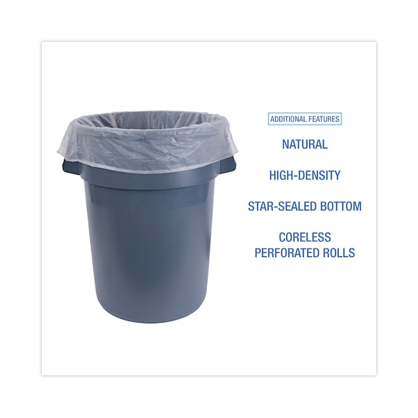 Boardwalk 45 gal Trash Bags, 40 in x 48 in, 13 microns, Natural, 250 PK - BWKRH4048H
