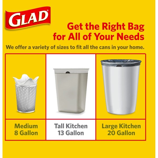 Glad 13 gal Trash Bags, 0.78 mil (20 Micron), White, 3 PK - CLO78899CT