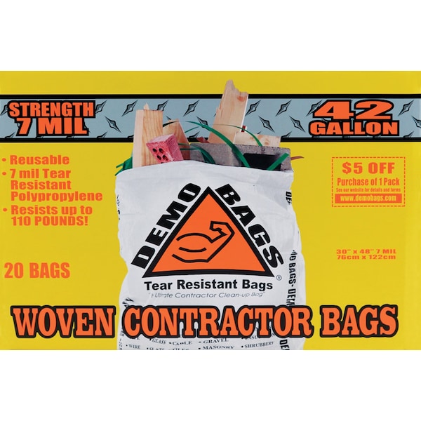 Demobags Demo Bags Ultimate Pro Pack 42 gal No Scent Scent Contractor Bags Flap Tie 20 pk 7 mil - 897677000000