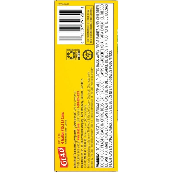 Glad 4 gal Trash Bags, 0.78 mm, Green - CLO79120