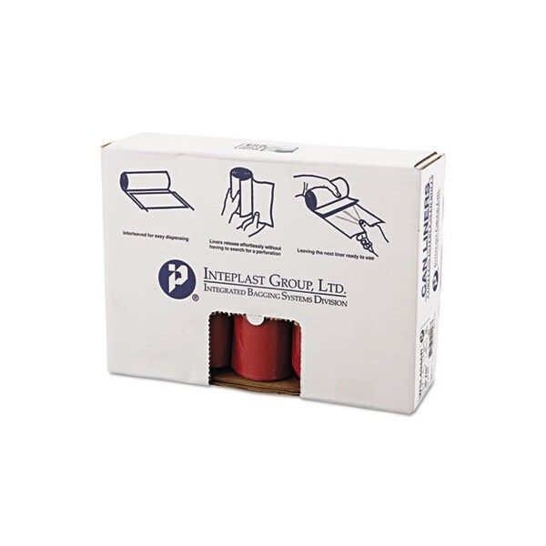 Inteplast LOW-DENSITY COMMERCIAL CAN LINERS, 45 GAL, 1.3 MIL, 40in X 46in, RED, 100PK - SL4046R