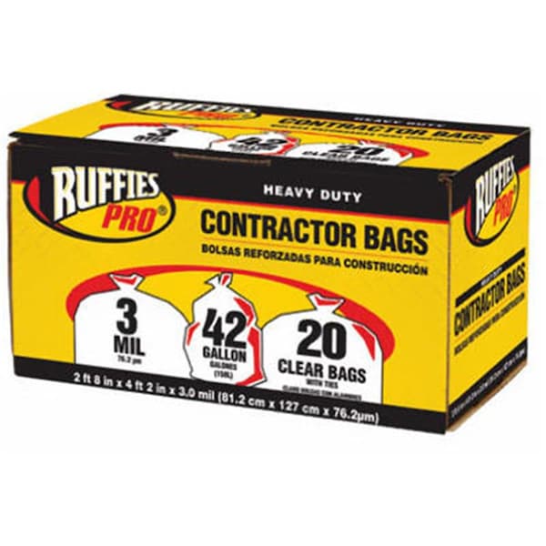 Berry Plastics 1190273, 42 Gallon, Clear Contractor Bag, 20PK - BE576416