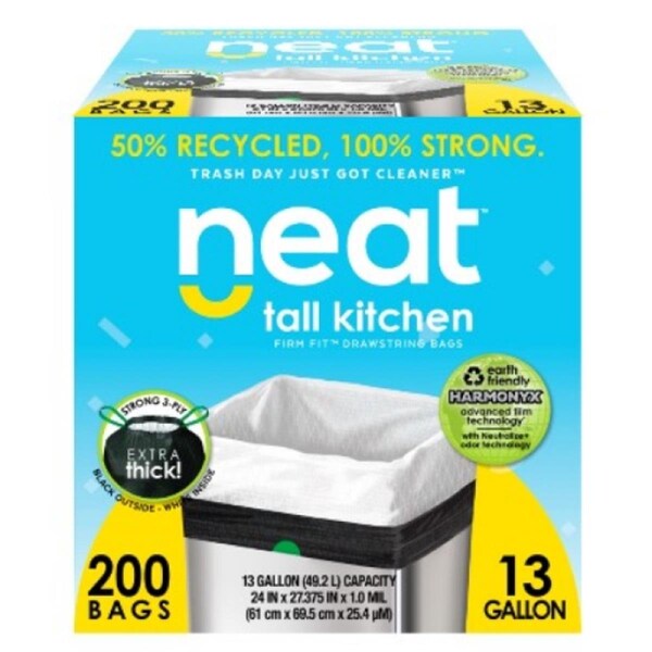 Aluf Plastics 13 gal Neat Tall Kitchen Drawstring Trash Bags - NEAT-13G-200