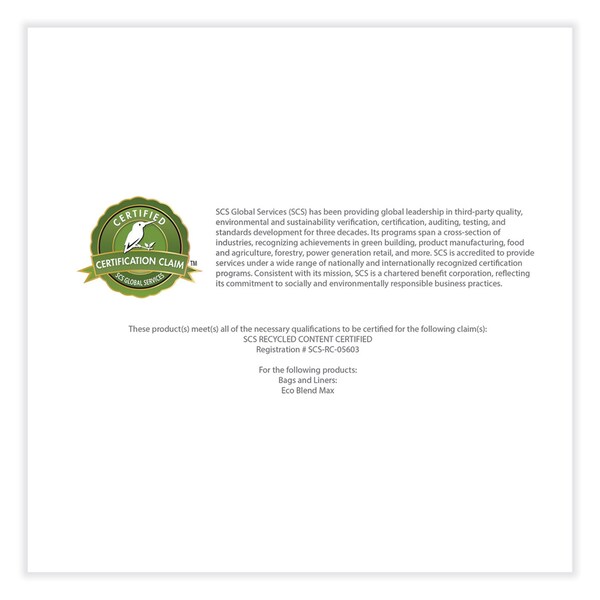 Heritage Eco Blend Max Can Liners, 23 gal, 0.8 mil, 28 in. x 45 in., Green, 25 Bags/Roll, 10 Rolls/Carton, 250PK - L5645TE ER1