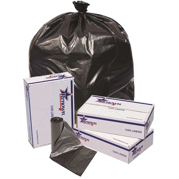 Renown 56 Gal. 1.7 mil 43 in. x 47 in. Black Can Liner, 100PK - REN25621IB