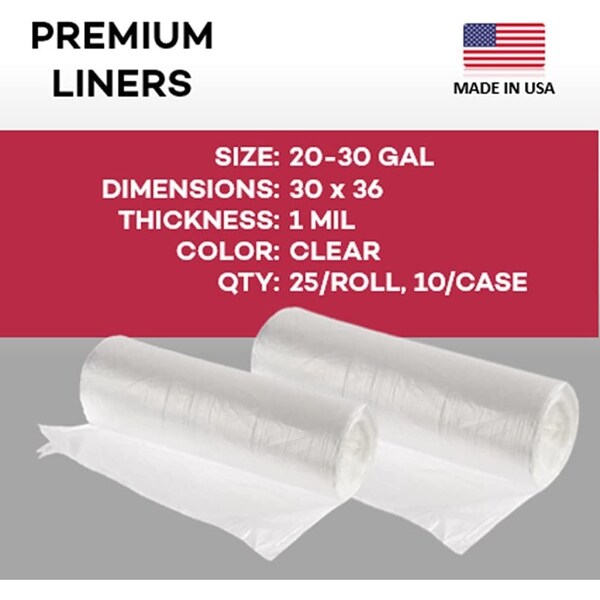 Dealmed 20 gal - 30 gal Trash Bags, 30 in x 36 in, 1 Mil, Clear - 781152