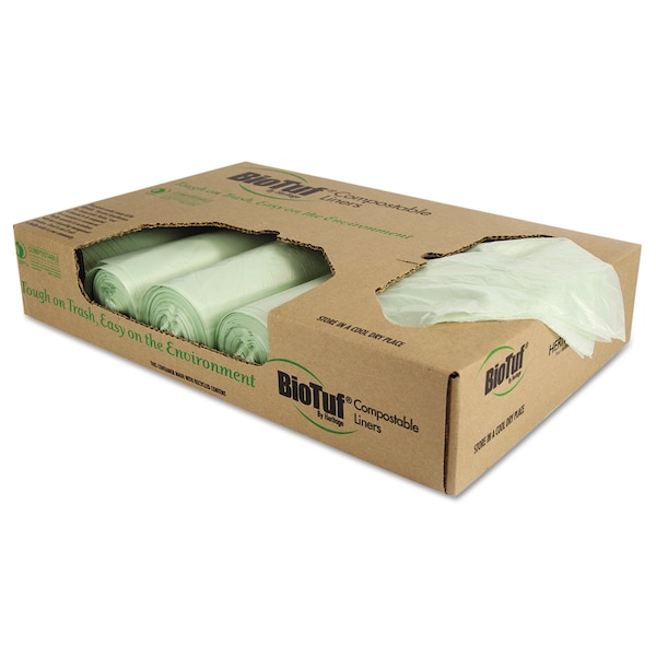 Heritage 32 gal Trash Bags, 34 in x 48 in, Premium, 1 mil, Green, 100 PK - Y6848YE R01