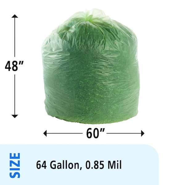 Stout By Envision 64 gal Trash Bags, Green, 48 PK - E4860E85