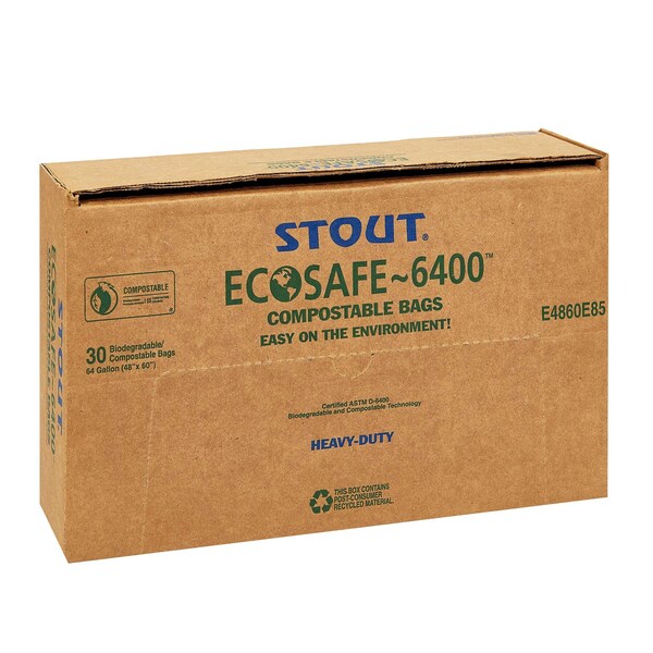 Stout By Envision 64 gal Trash Bags, Green, 48 PK - E4860E85