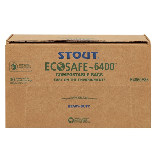 Stout By Envision 64 gal Trash Bags, Green, 48 PK - E4860E85
